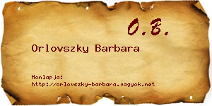 Orlovszky Barbara névjegykártya